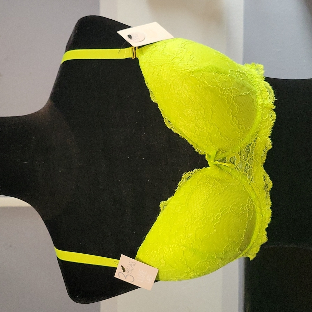 Green lace bra